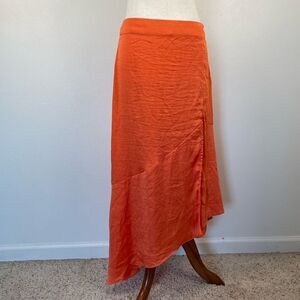 NWOT Free People Orange Midi Skirt Size 8